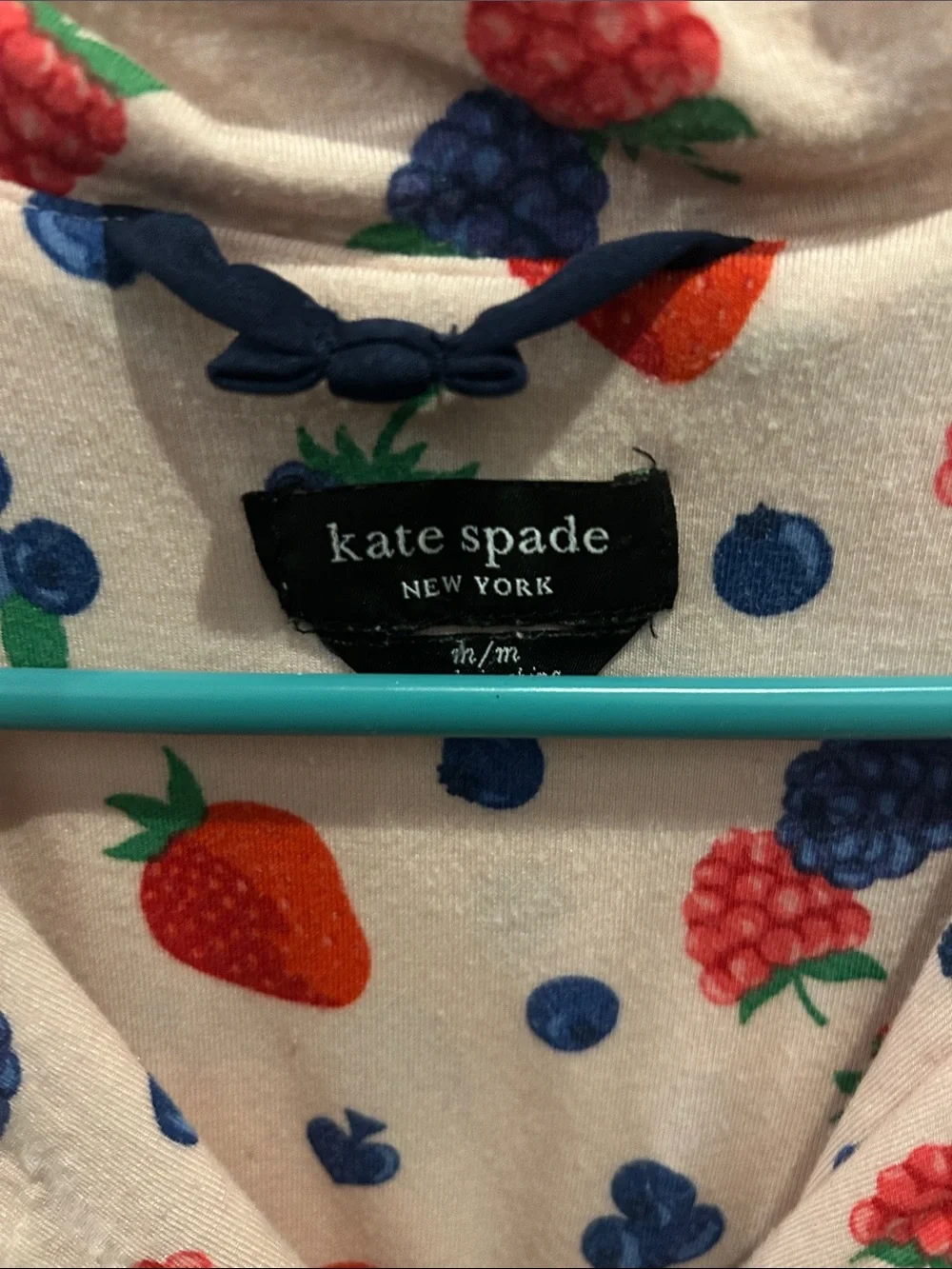Kate Spade Pink Short-Sleeve Button-Down Top with Red & Blue Fruit Print